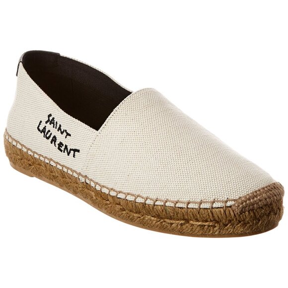 Saint Laurent NEW Authentic Signature Canvas Neutral Espadrilles - Picture 1 of 15